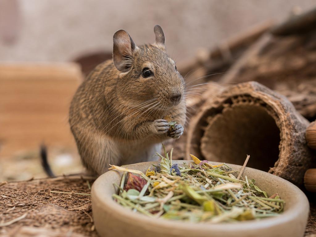 Osmák degu a jeho specifická dieta bez cukru a nároky na hlodání